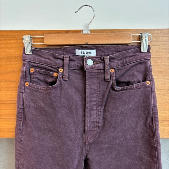 RE/DONE WOMENS STOVE PIPE DENIM CROPPED HIGH-WAIST JEANS, SIZE 26 - Picture 6 of 14